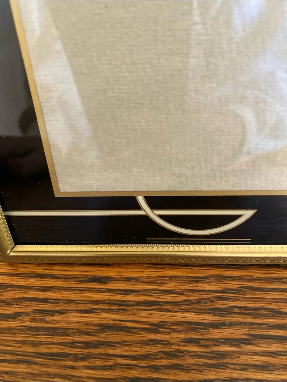 Vintage Art Deco Double Picture Frame Gold Black 4x6 Photo Openings